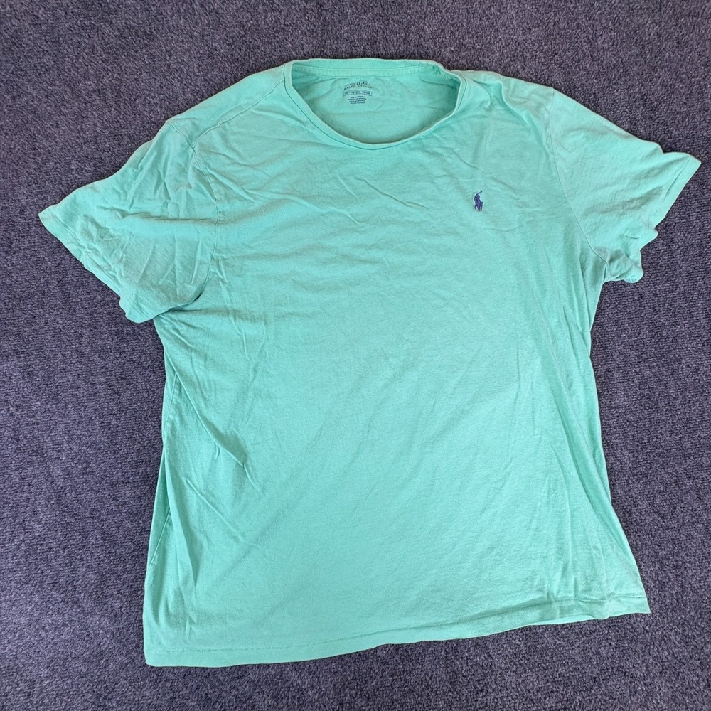 Polo Ralph Lauren T-Shirt Mens 2XL Light Green Logo Cotton Crew Neck Casual